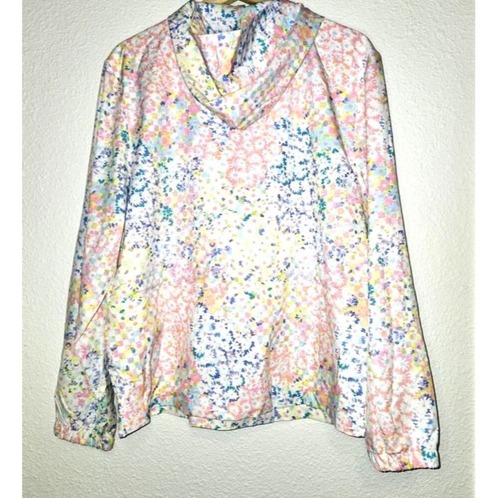 FABLETICS Windbreaker Jacket Hooded Zipper White/Pink Floral Women Large NEW NWT - Picture 4 of 9